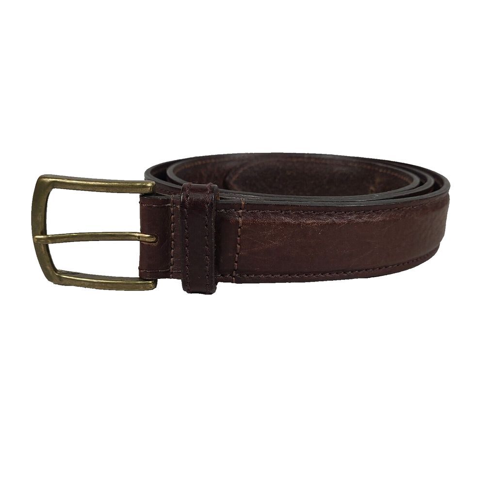 LL Bean  CVT45 Classic Casual USA Brown‎ Leather Solid Brass Buckle Belt Sz 40